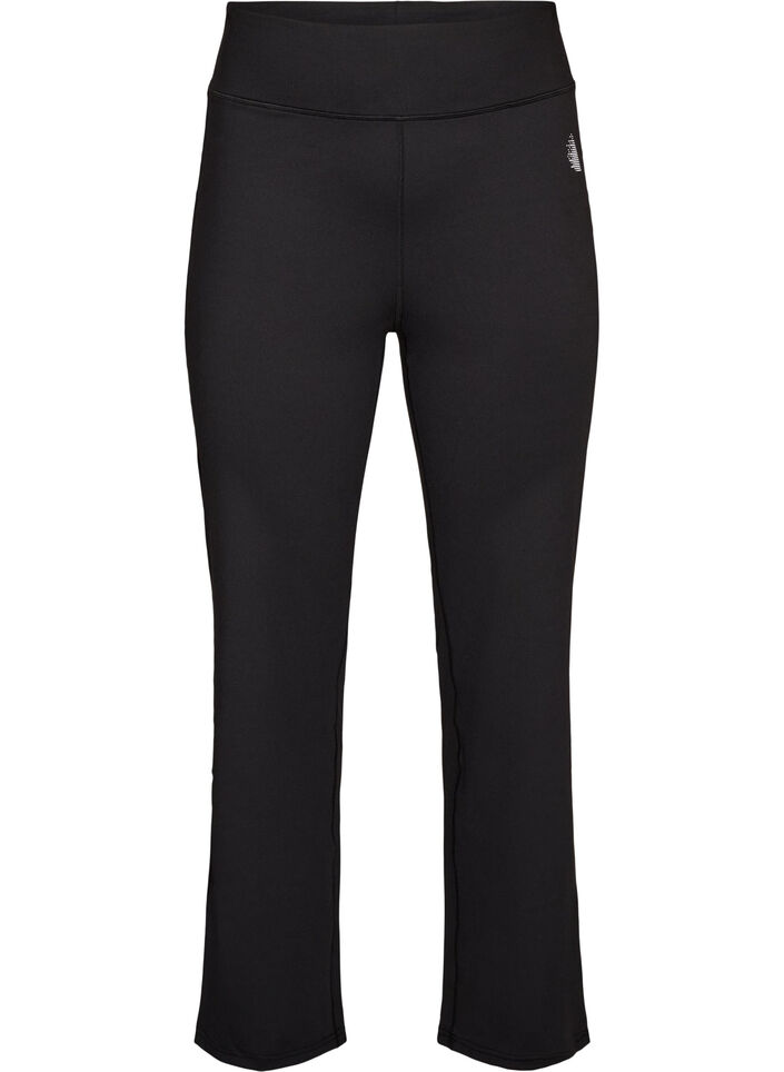 Bootcut trainingstights met hoge taille, Zwart, Packshot image number 0