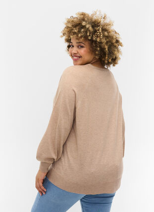 Gebreide blouse met lange mouwen en rib, Nomad Mel, Model image number 1
