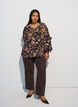 Blouse met bloemenprint en ruchesdetails, Zwart, Model image number 1