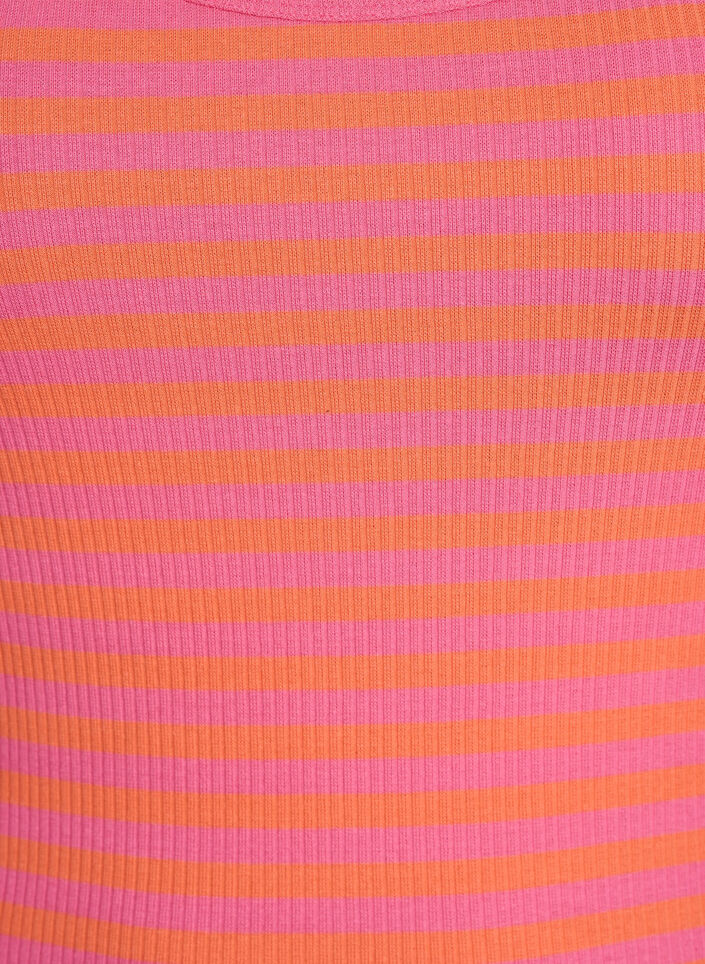Gestreepte tanktop met een ribstructuur, Oranje, Packshot image number 2