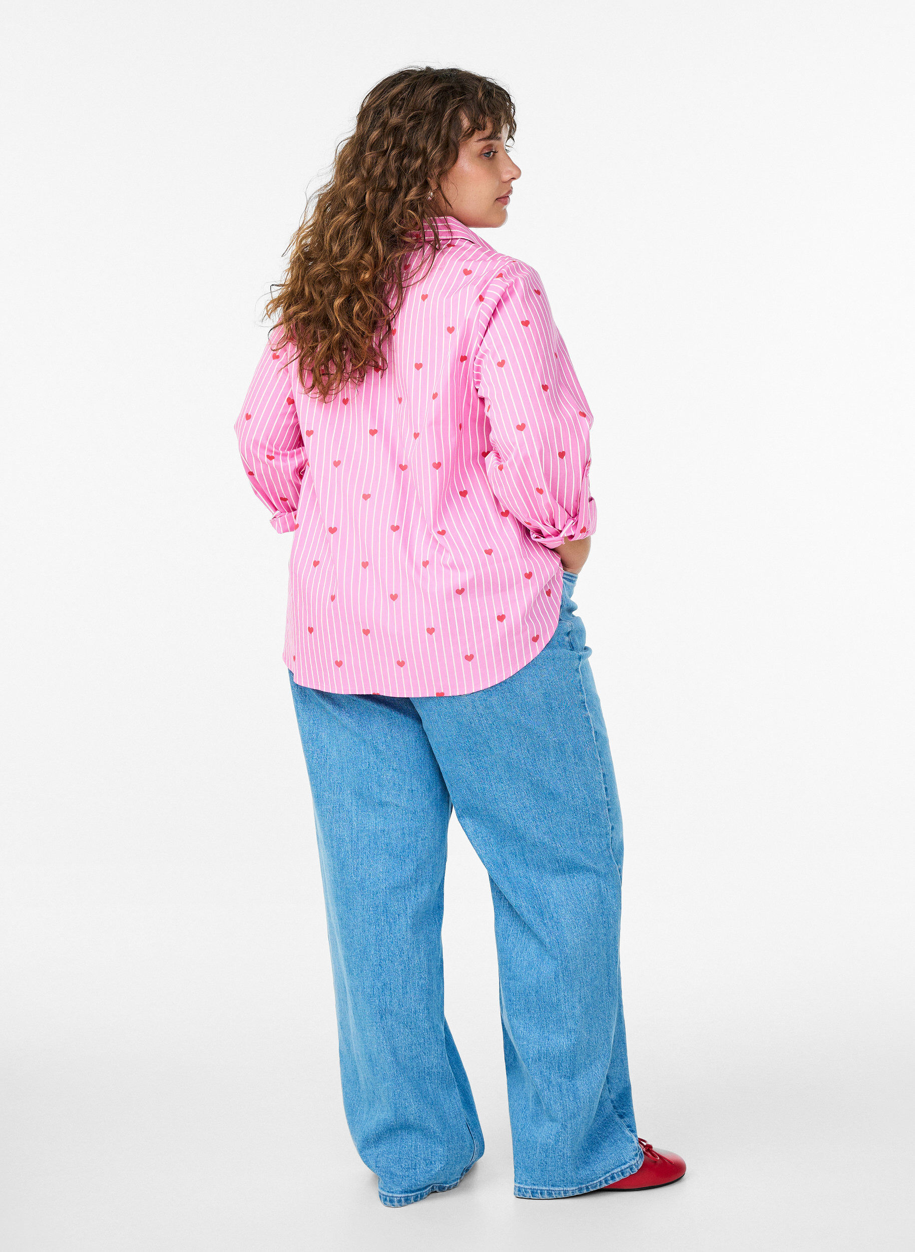 Zizzi Wide-leg jeans met hoge taille, Blauw, Model image number 1