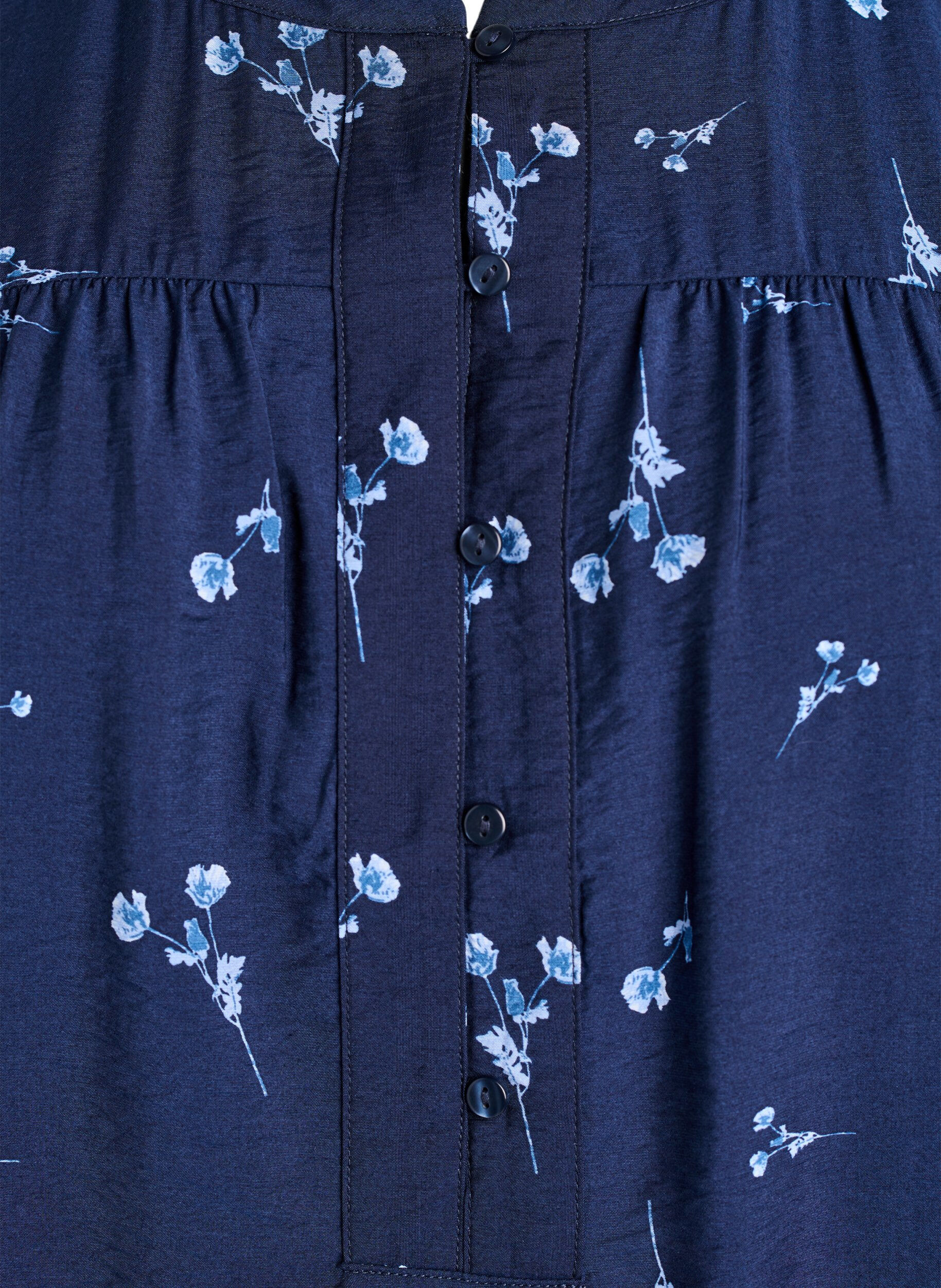 Zizzi Blouse met knoopsluiting en kleine bloemen, Blauw, Packshot image number 2