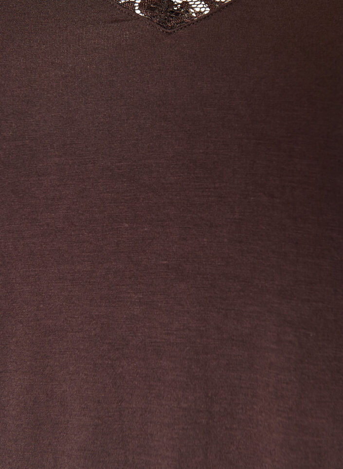 Viscose blouse met kanten afwerking en V-hals, Bruin, Packshot image number 2