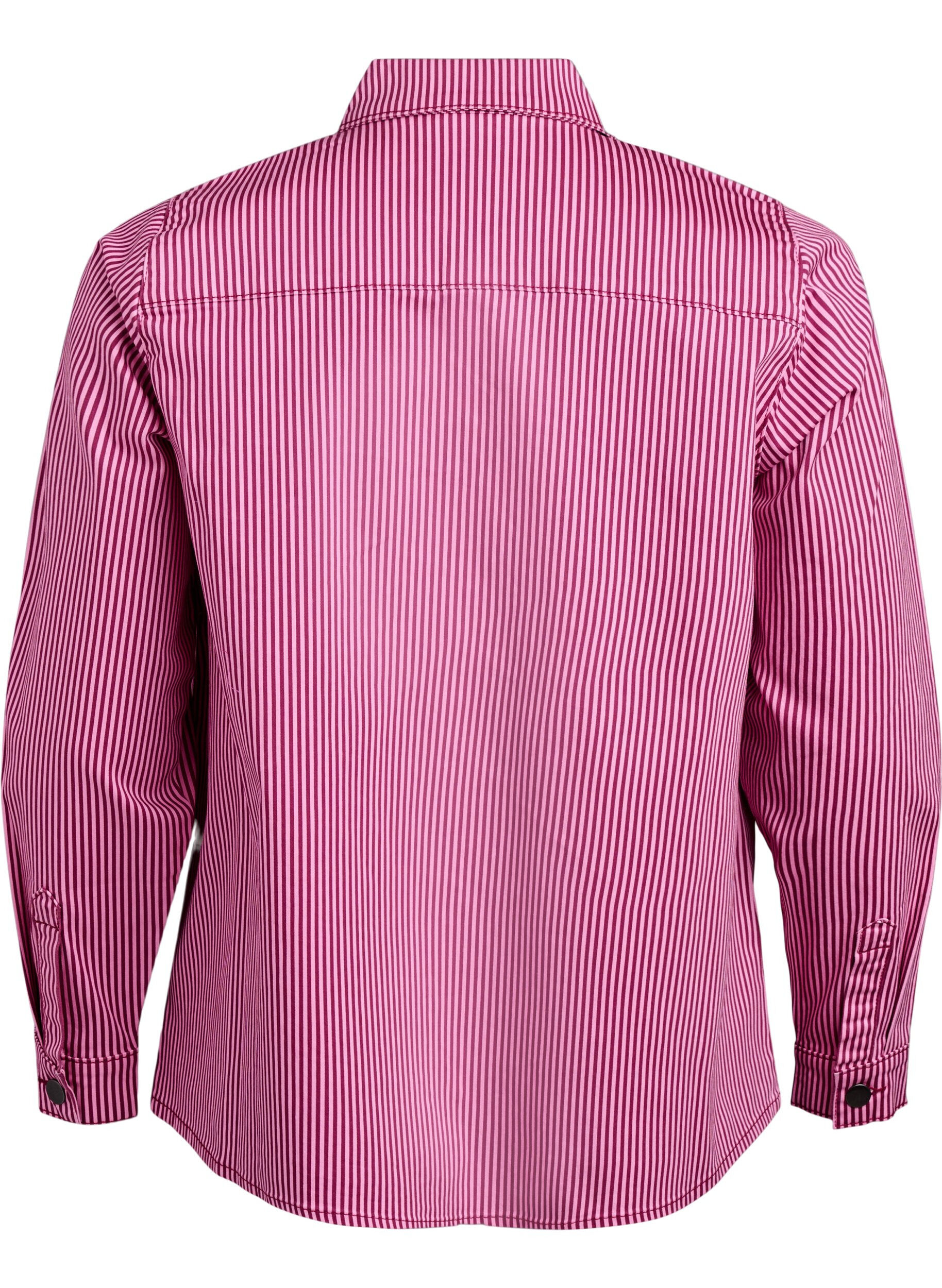 Zizzi Gestreept shirt met zakken, Rood, Packshot image number 1