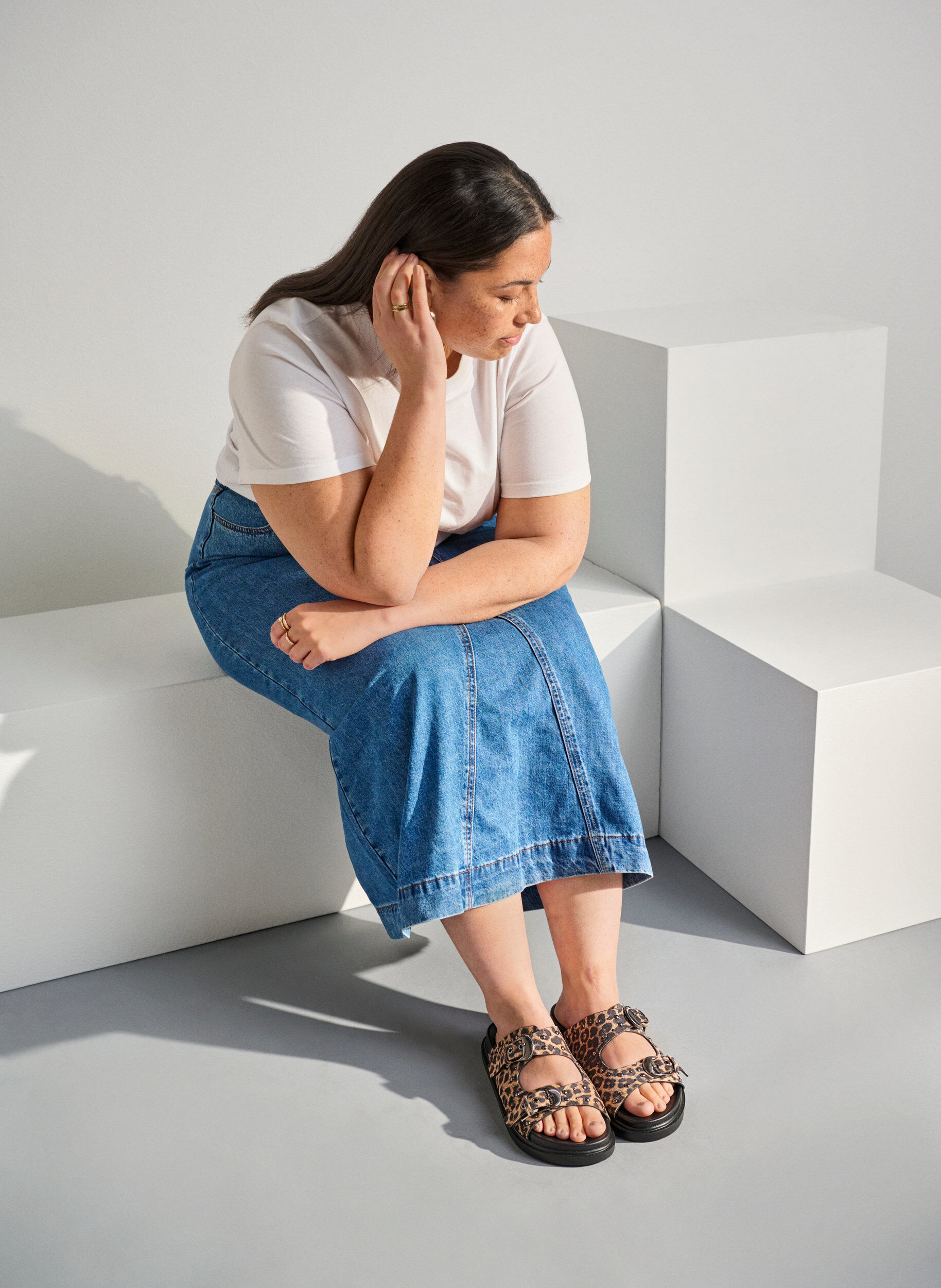 Wide fit - Sandalen met studs