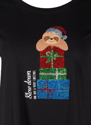 Kerst t-shirt in katoen, Black Gift, Packshot image number 2