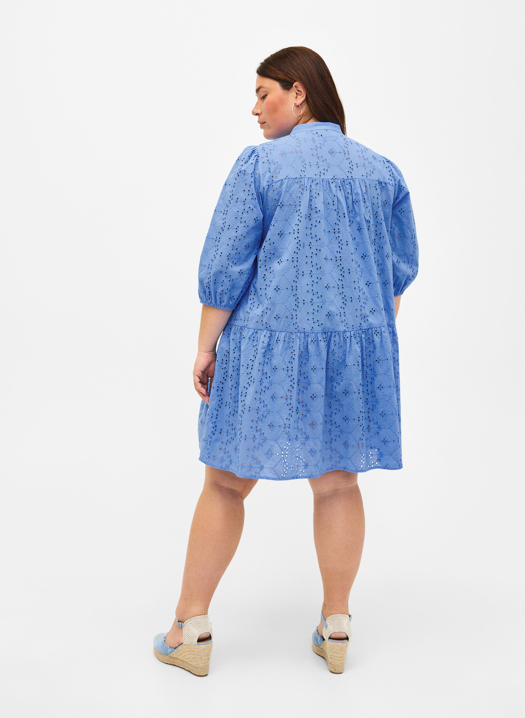 Zizzi Overhemdjurk van katoen met broderie anglaise, Marina, Model image number 1