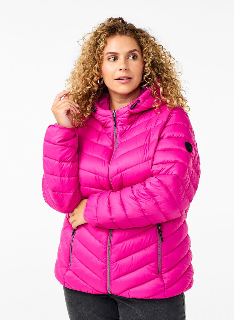 Lichtgewicht jas met capuchon, Roze, Model image number 0