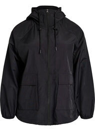 Lichtgewicht jas met capuchon en zakken, Zwart