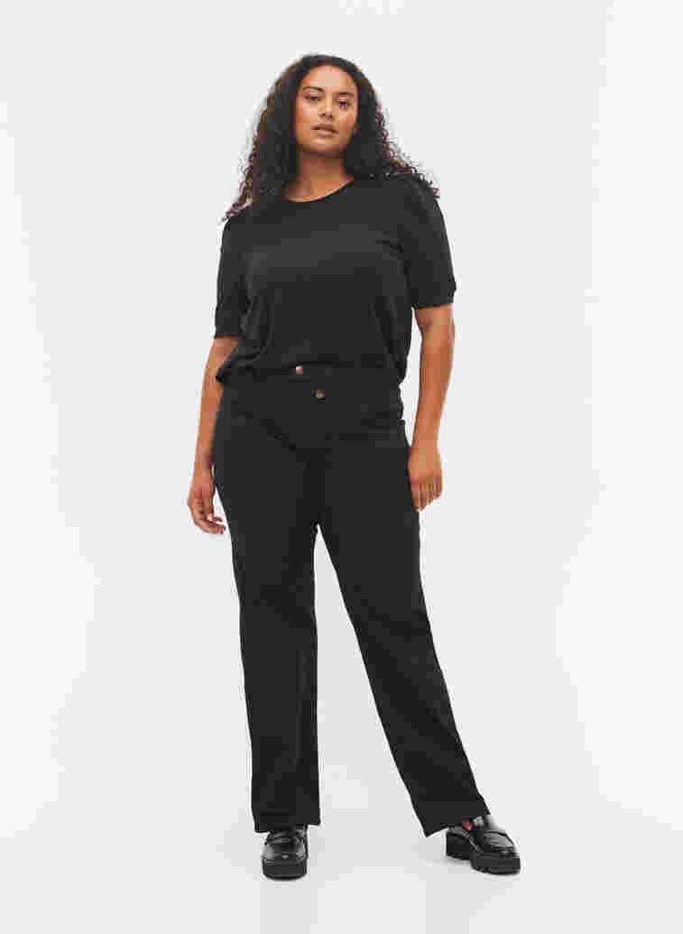 Regular fit Gemma jeans met hoge taille, Black, Model