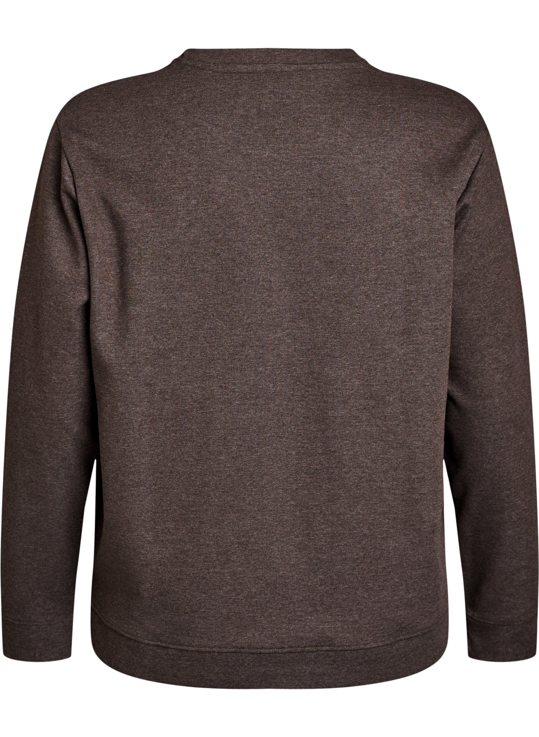 ZizziSweatshirt met ronde hals, Bruin, Packshot image number 1