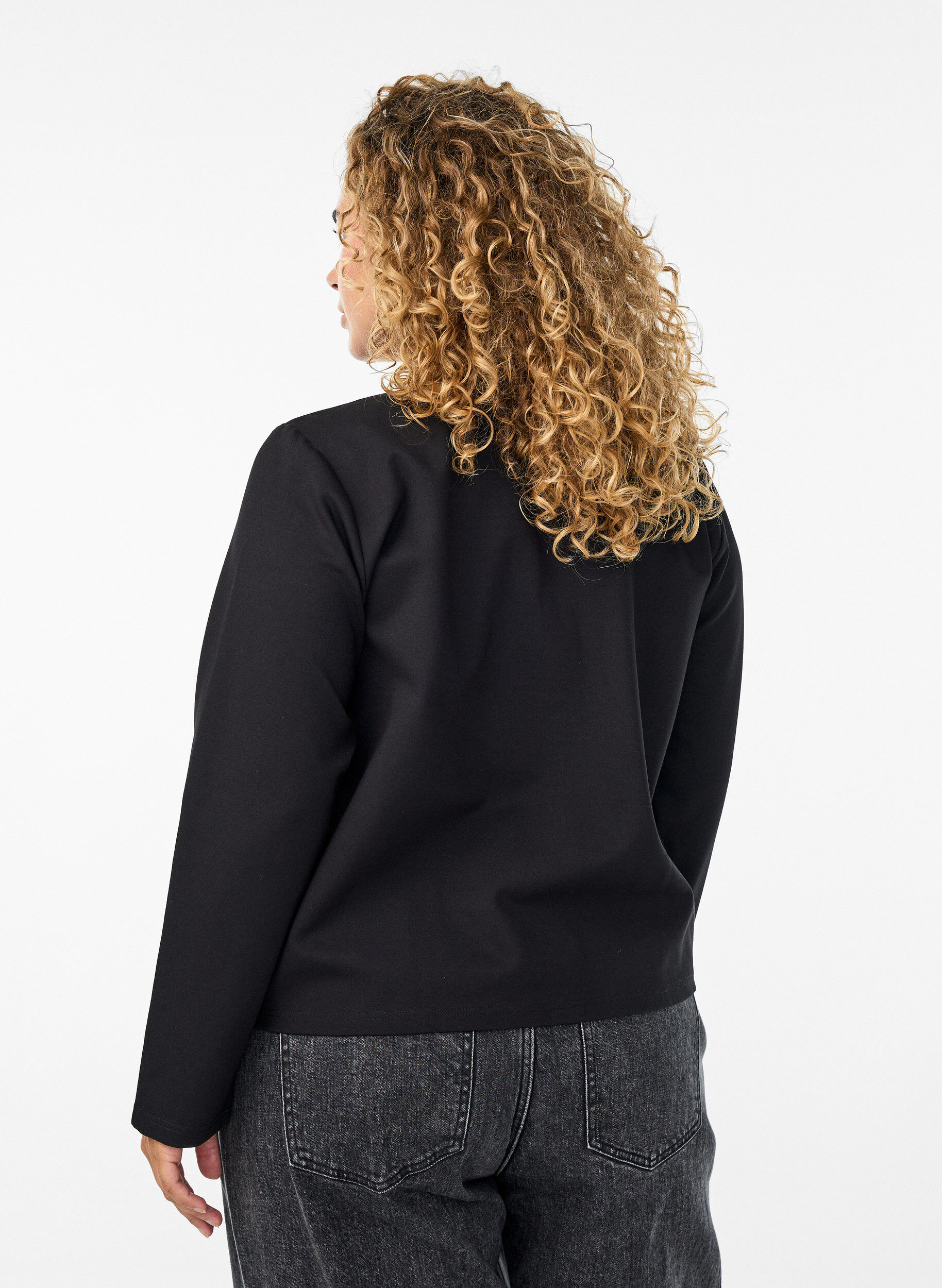 Zizzi Cardigan met decoratieve knopen, Zwart, Model image number 2