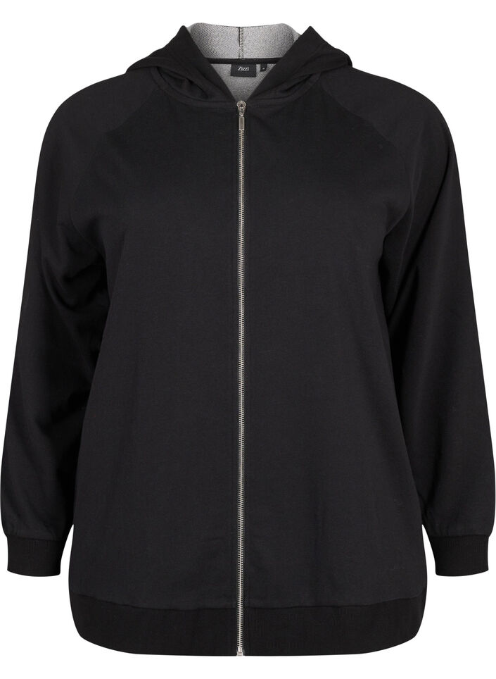 Sweatvest met capuchon en zakken, Zwart, Packshot image number 0