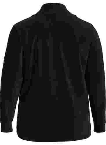 Velours blouse met hoge hals en ritssluiting, Black, Packshot image number 1