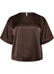 Satijnen blouse met strass en elleboogmouwen, Bruin, Packshot image number 0