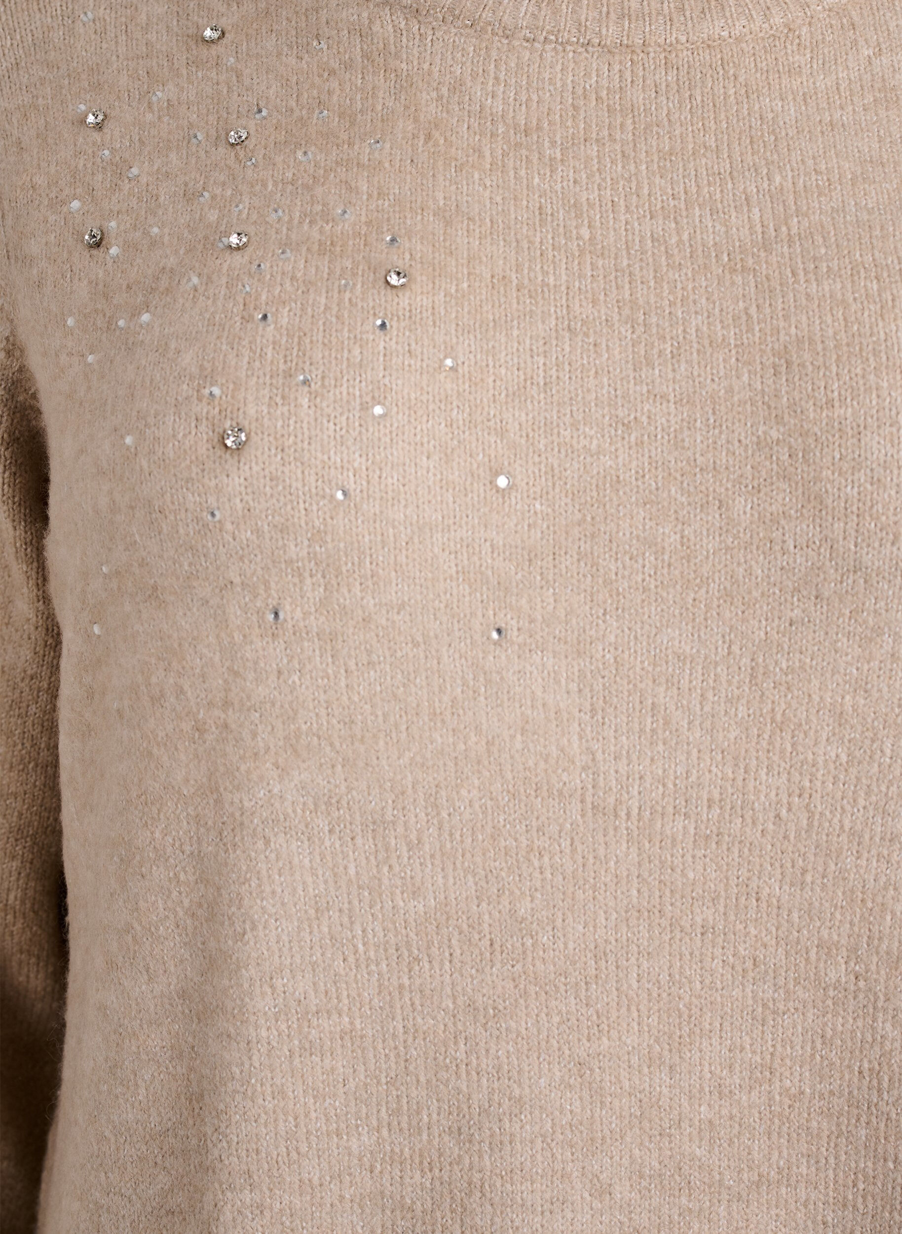 Zizzi Korte gebreide jurk met strass-steentjes, Beige, Packshot image number 2