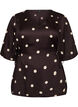 Polkadot viscose blouse met V-hals en striksluiting, Bruin, Packshot image number 0