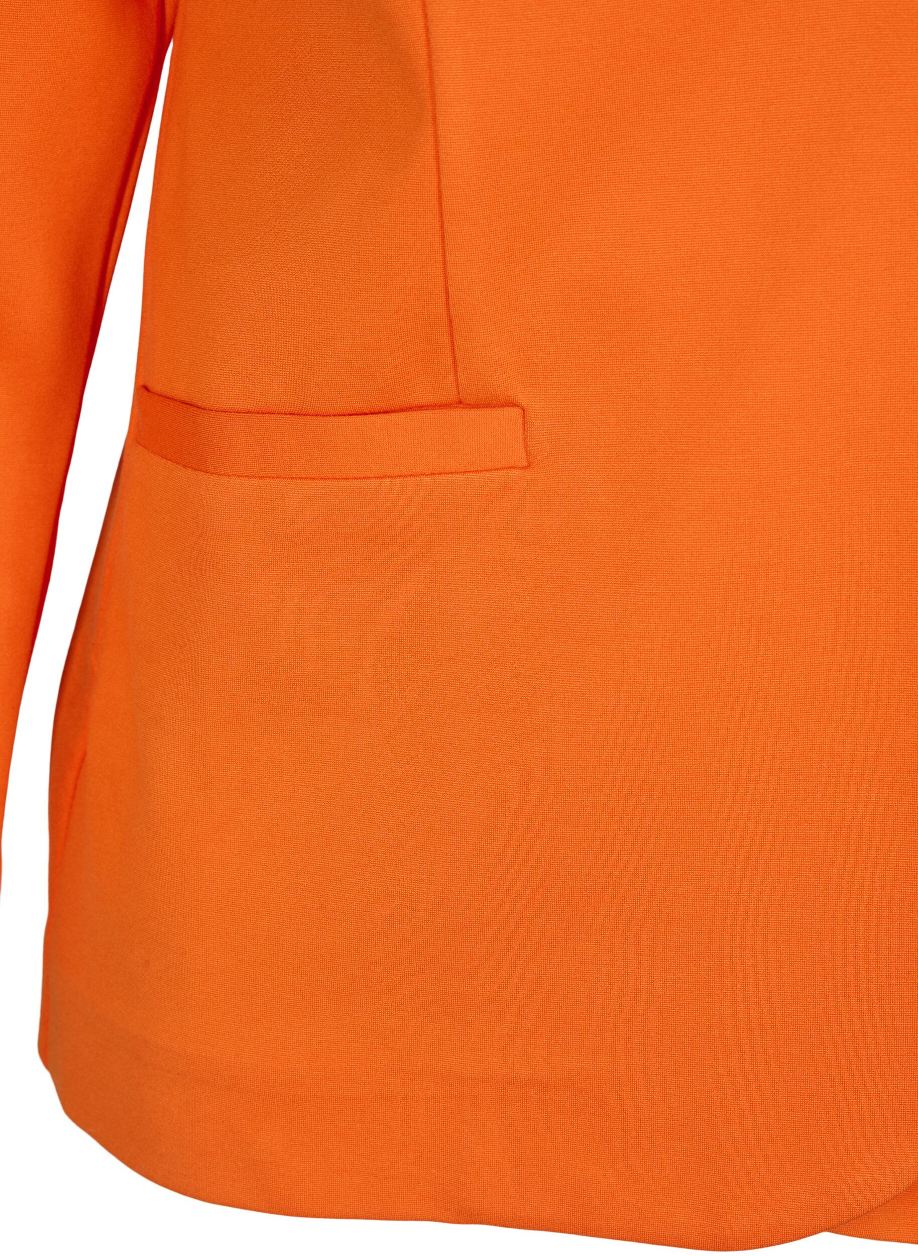 Zizzi Basic blazer met knoop en sierzakken, Mandarin Orange, Packshot image number 3