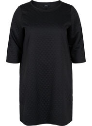 Gestructureerde jurk met 3/4 mouwen, Black