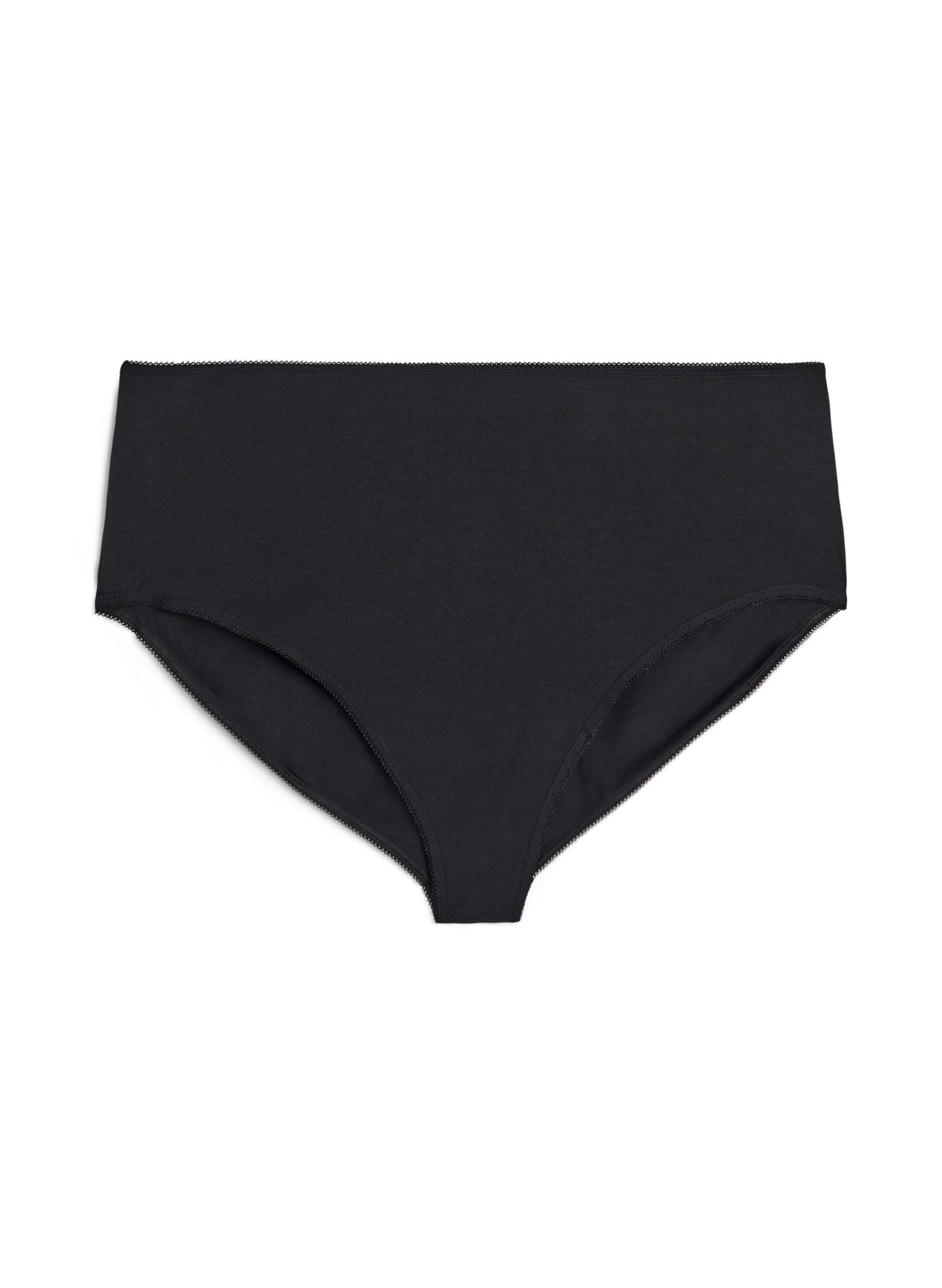 Zizzi3-pack katoenen slip met normale taille, Zwart, Packshot image number 2
