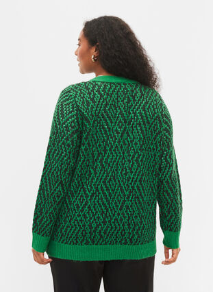 Gebreid vest met patroon en knopen, Jolly Green Comb, Model image number 1