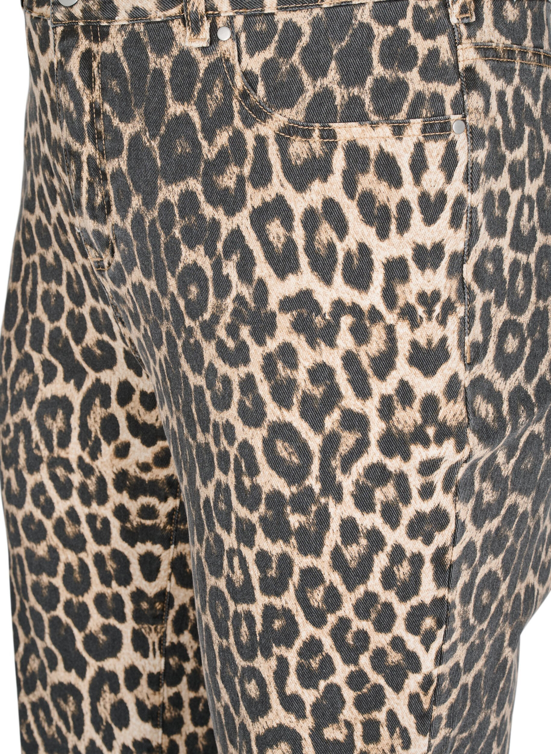 Zizzi Straight-fit jeans met zebraprint, Bruin, Packshot image number 2
