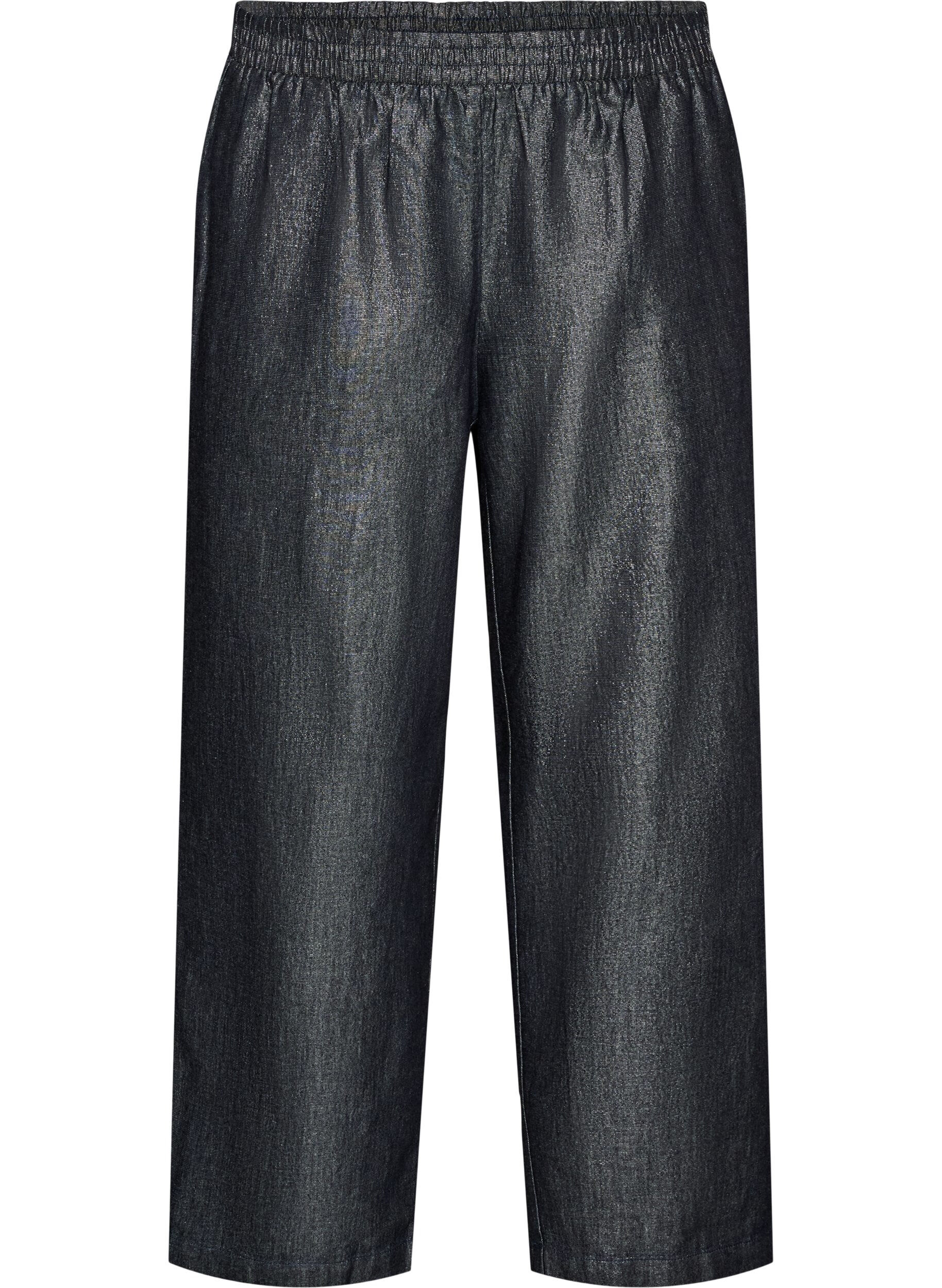 ZizziStraight-fit jeans met glitterdraad, Grijs, Packshot image number 0