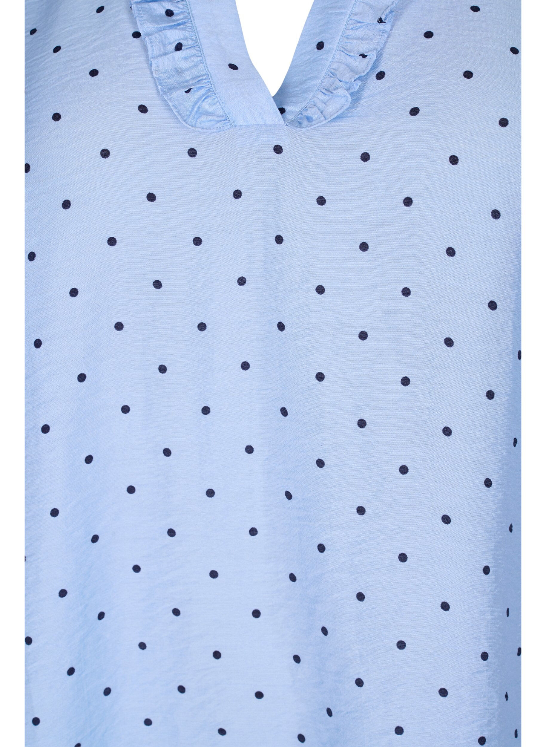 Zizzi Gestippelde blouse met 3/4 mouwen in viscose, Light Blue Dot, Packshot image number 2