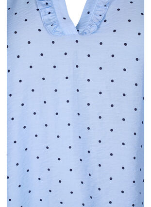 Gestippelde blouse met 3/4 mouwen in viscose, Light Blue Dot, Packshot image number 2