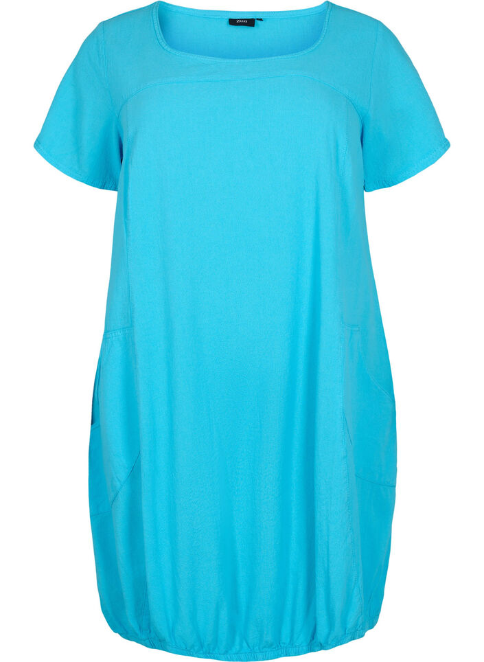 Katoenen jurk met korte mouwen, Blue Atoll, Packshot image number 0