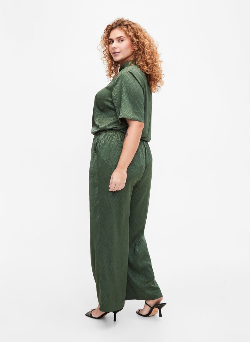 Broek met structuurpatroon, Duck Green, Model image number 1