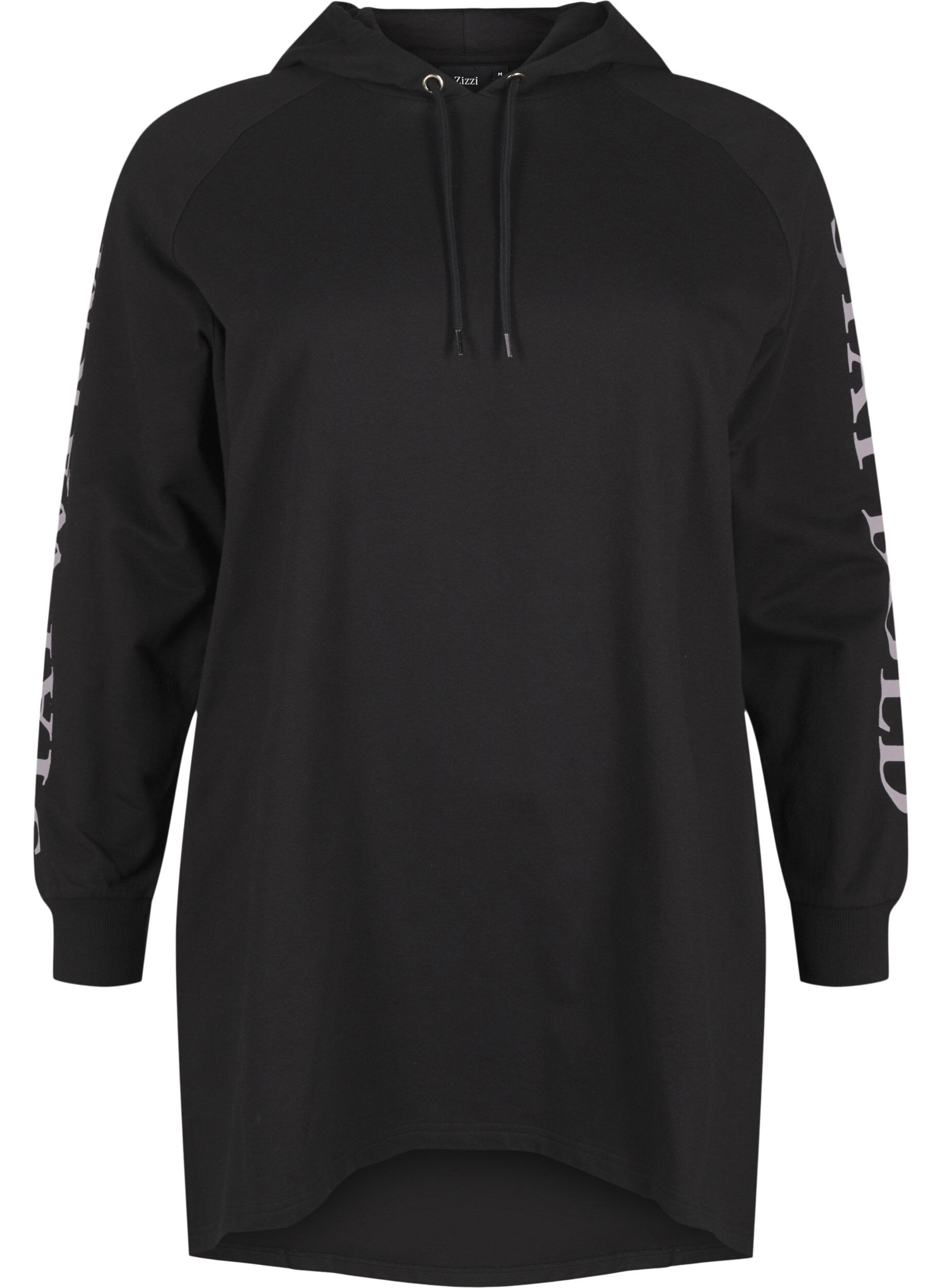 Zizzi Oversized sweatshirt met print op de mouwen, Black w. Silver, Packshot image number 0