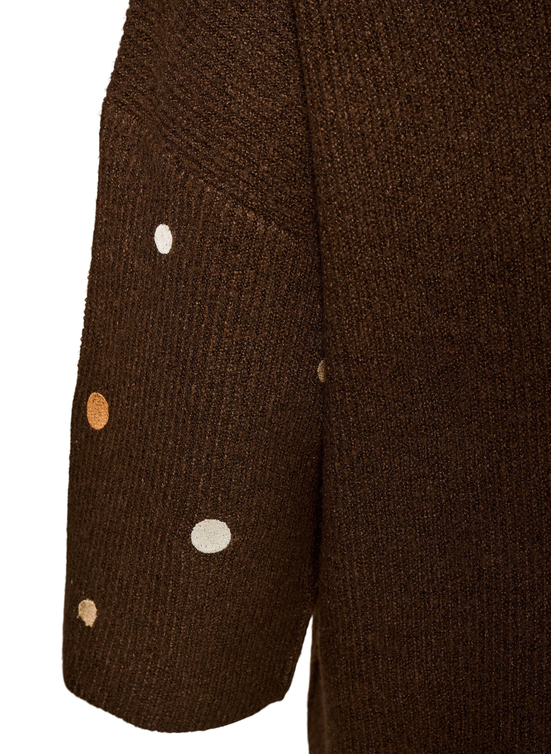 ZizziGebreide blouse met kleine geborduurde motieven, Bruin, Packshot image number 3