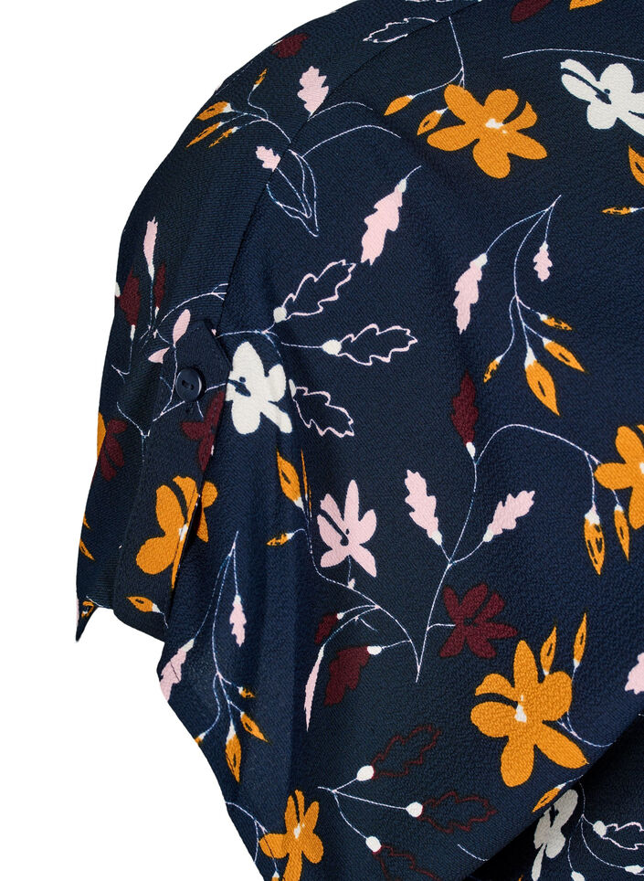 Blouse met korte mouwen met bloemenprint, Sky Captain Flower, Packshot image number 3