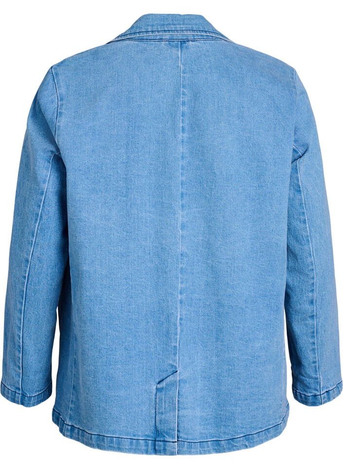 Denim blazer met zakken, Blauw, Packshot image number 1