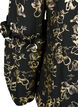 Blouse met lange mouwen, ruches en folieprint, Black Foil AOP, Packshot image number 3