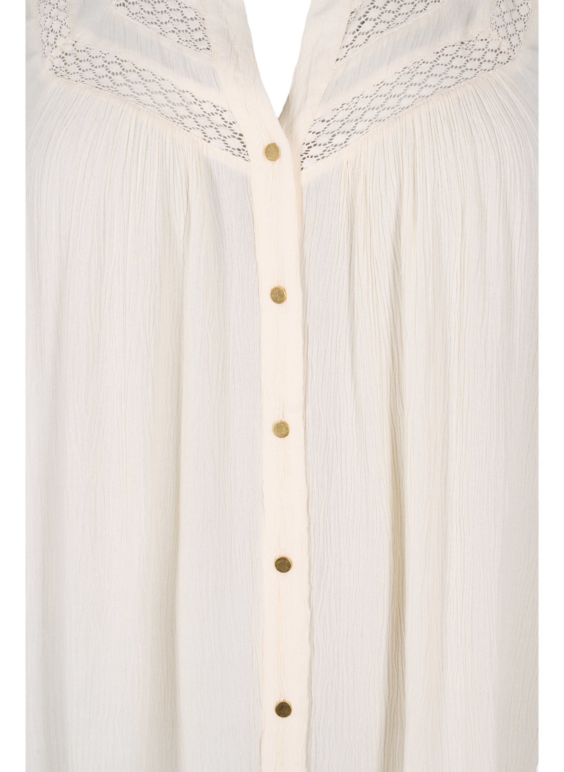 Zizzi Mouwloze viscose blouse met gehaakt detail, Bone White, Packshot image number 2