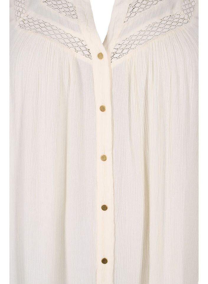 Mouwloze viscose blouse met gehaakt detail, Bone White, Packshot image number 2