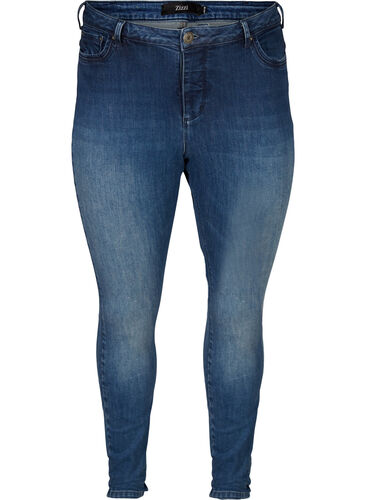 Extra slim fit Nille jeans met hoge taille, Dark blue denim, Packshot image number 0