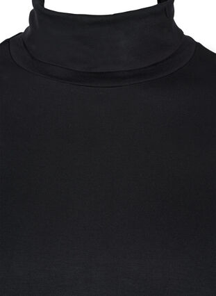 Katoenen top met lange mouwen en col, Solid Black, Packshot image number 2