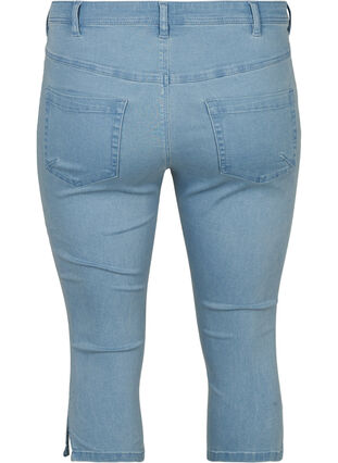 Hoge taille capri jeans met katoenmix, Light blue denim, Packshot image number 1
