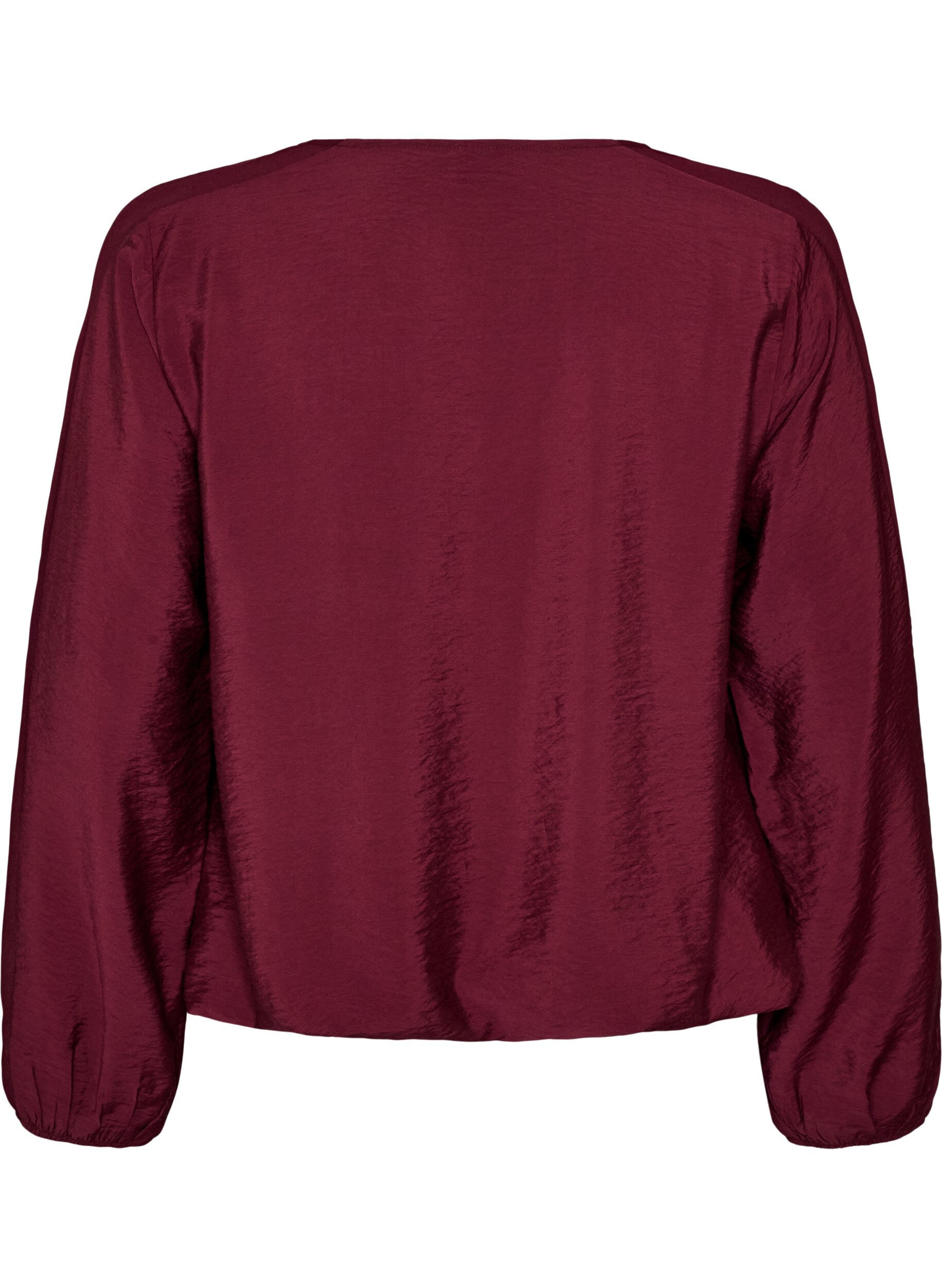 ZizziBlouse met balloneffect en chiffondetails, Rood, Packshot image number 1