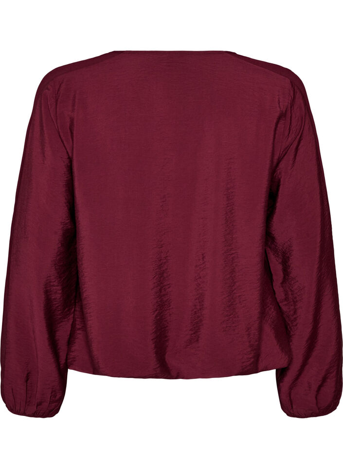 Blouse met balloneffect en chiffondetails, Rood, Packshot image number 1