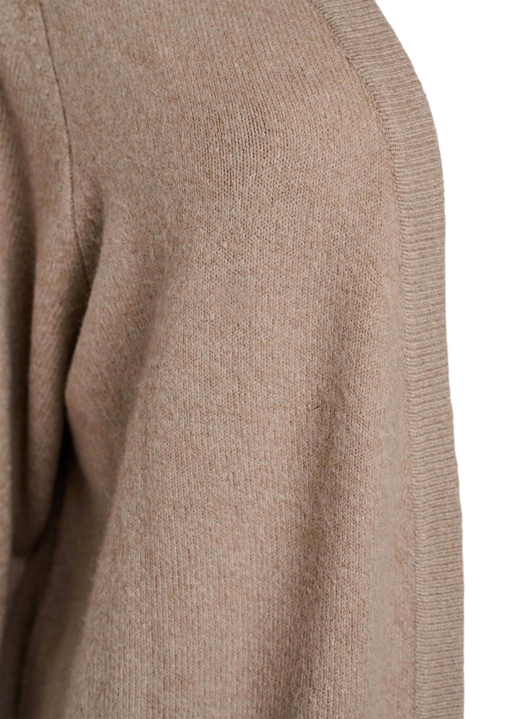 Zizzi Geribd gebreid vest met zakken, Beige, Packshot image number 2