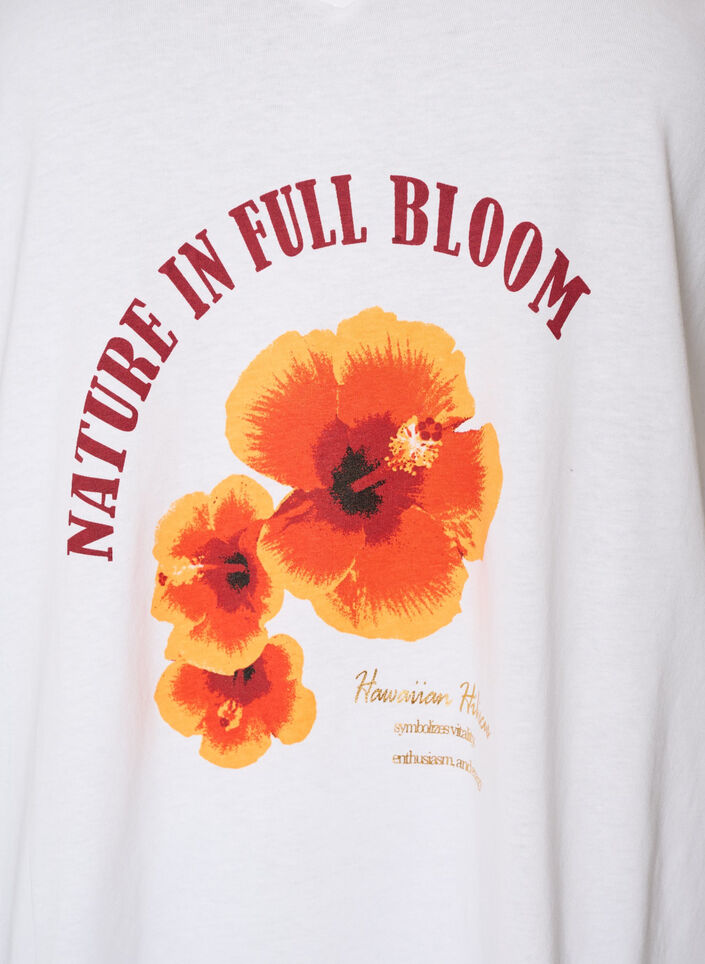 Katoenen T-shirt met V-hals en print aan de voorkant, Wit, Packshot image number 2