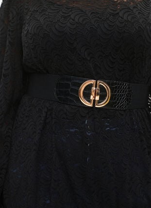 Elastische tailleband met goudkleurige gesp, Black, Model image number 1