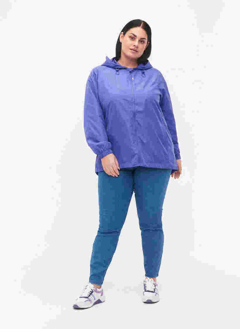 Korte jas met capuchon en verstelbare onderkant, Purple Opulence, Model image number 2