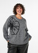 Jumper met bloemenapplicatie, Grijs, Model image number 0