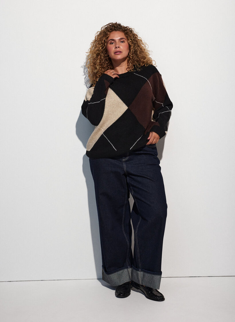 Breisel met harlekijnpatroon, Zwart, Model image number 1