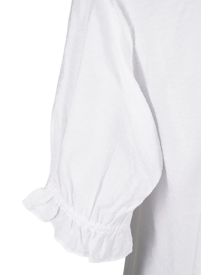 Viscose blouse met korte mouwen en ruches, Bright White, Packshot image number 3